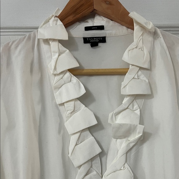Talbots Cream Ruffled Blouse - Picture 3 of 5